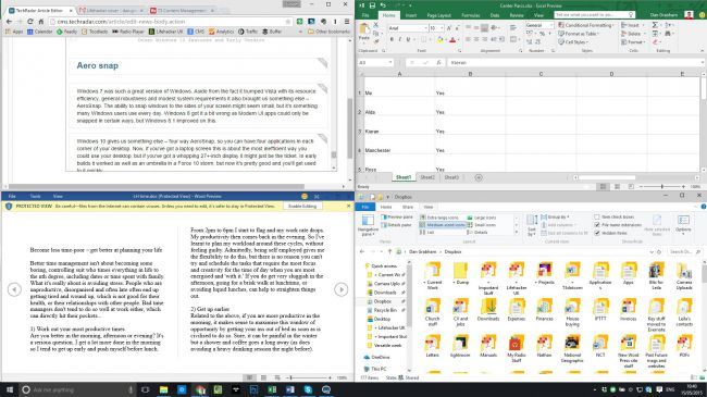 Snap and virtual desktops